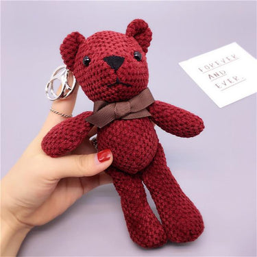 Cute Fluffy Pom Pom Bear Pendant Car Keychain Bag Charm for Women - SolaceConnect.com