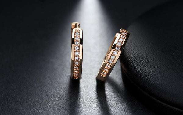 Cute Gold Color Romantic Style Stud Earrings Paved with AAA Cubic Zircon - SolaceConnect.com
