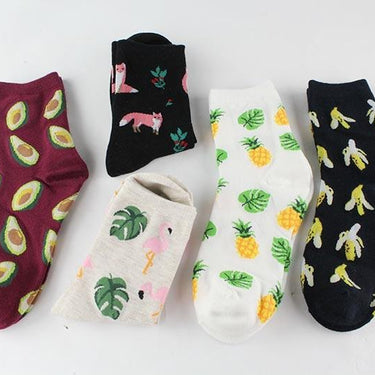 Cute Harajuku Avocado Pineapple Novelty Print Socks for Women - SolaceConnect.com