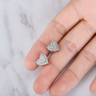 Cute Heart Shape Stud Earrings Full Iced Out Micro Pave CZ Women's Jewelry  -  GeraldBlack.com