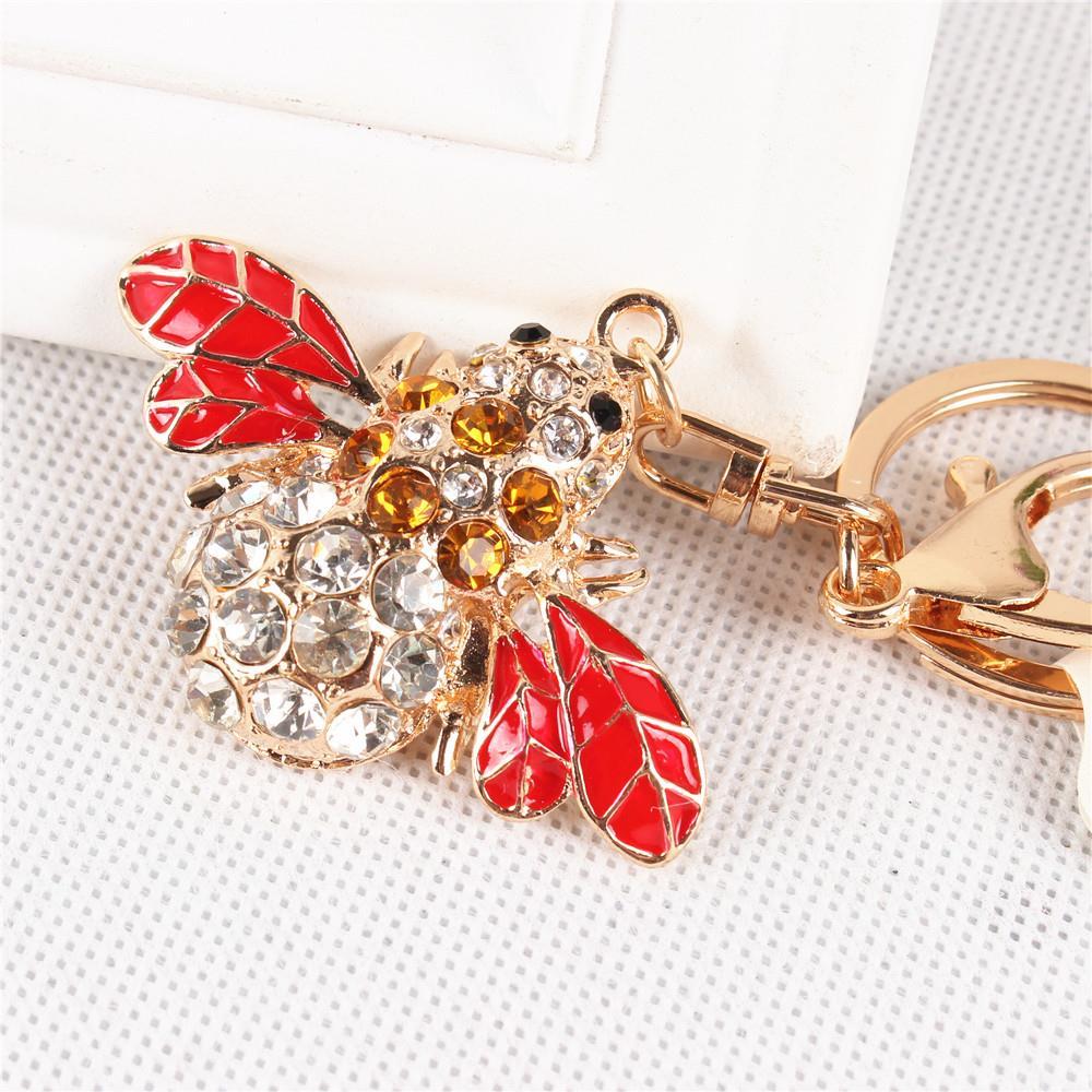 Cute Honeybee Red Wing Crystal Rhinestone Charm Purse Pendant & Key Chain - SolaceConnect.com