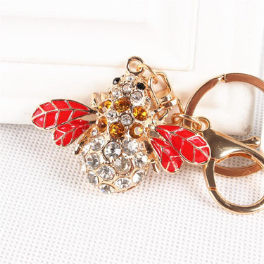 Cute Honeybee Red Wing Crystal Rhinestone Charm Purse Pendant & Key Chain  -  GeraldBlack.com