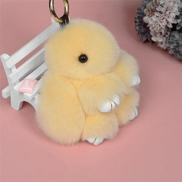 Cute Mini Natural Rabbit Fur Pom Pom Key Chain Trinket for Women  -  GeraldBlack.com