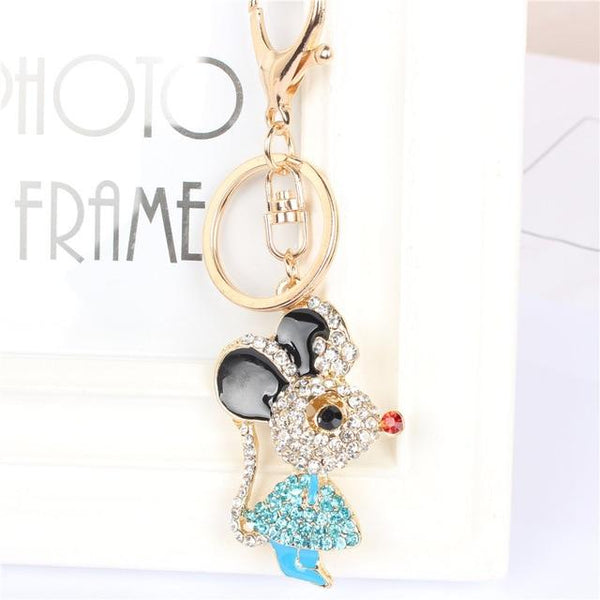 Cute Mixed Color Mouse Crystal Rhinestone Charm Purse Pendant & Key Chain - SolaceConnect.com