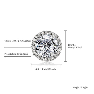 Cute Romantic Iced Out Cubic Zirconia Studs Classic Round Jewelry for Women  -  GeraldBlack.com