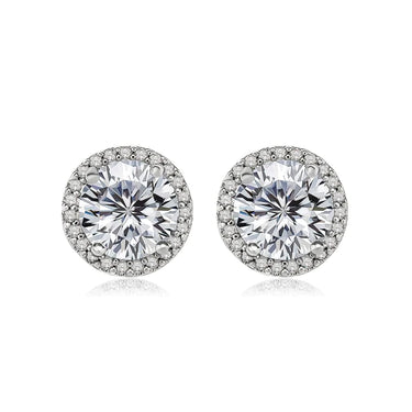 Cute Romantic Iced Out Cubic Zirconia Studs Classic Round Jewelry for Women  -  GeraldBlack.com