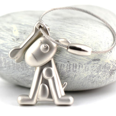 Cute Silver Plated Wire Rope Puppy Dog Pendant Key Ring for Women  -  GeraldBlack.com