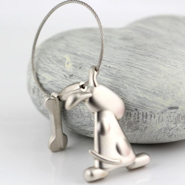 Cute Silver Plated Wire Rope Puppy Dog Pendant Key Ring for Women - SolaceConnect.com