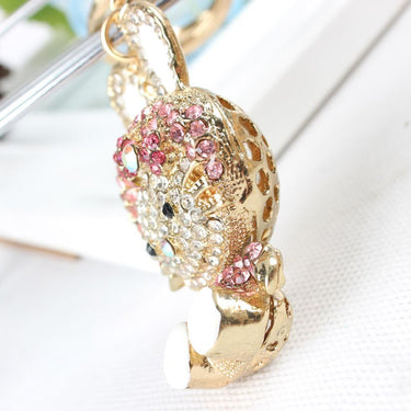 Cute Sitting Rabbit Rhinestone Crystal Charm Pendant Bag & Key Chain  -  GeraldBlack.com