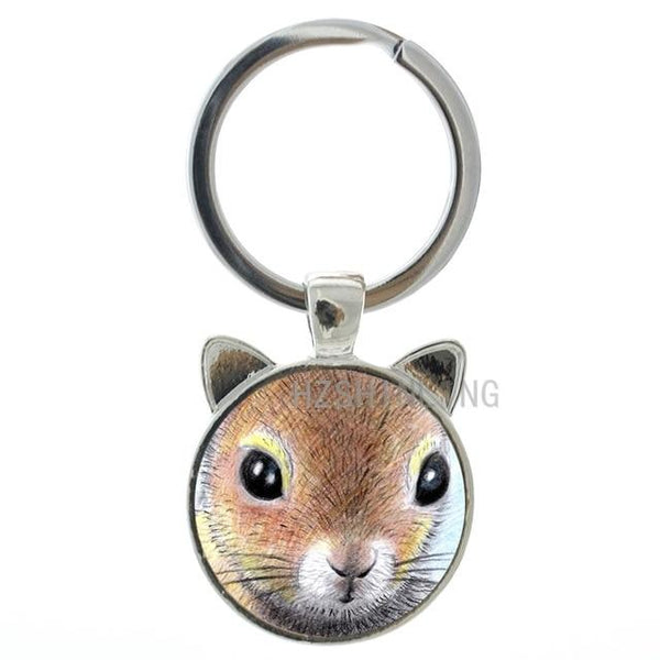 Cute Squirrel Animal Ear Art Bronze Glass Cabochon Keychain Jewelry - SolaceConnect.com
