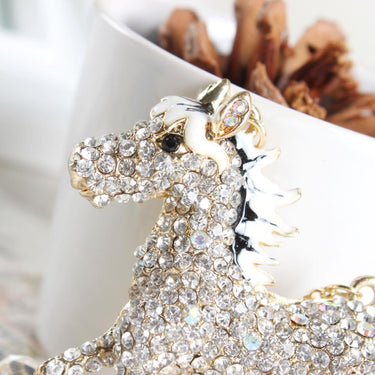 Cute White Horse Rhinestone Crystal Fashion Purse Pendant & Key Chain - SolaceConnect.com