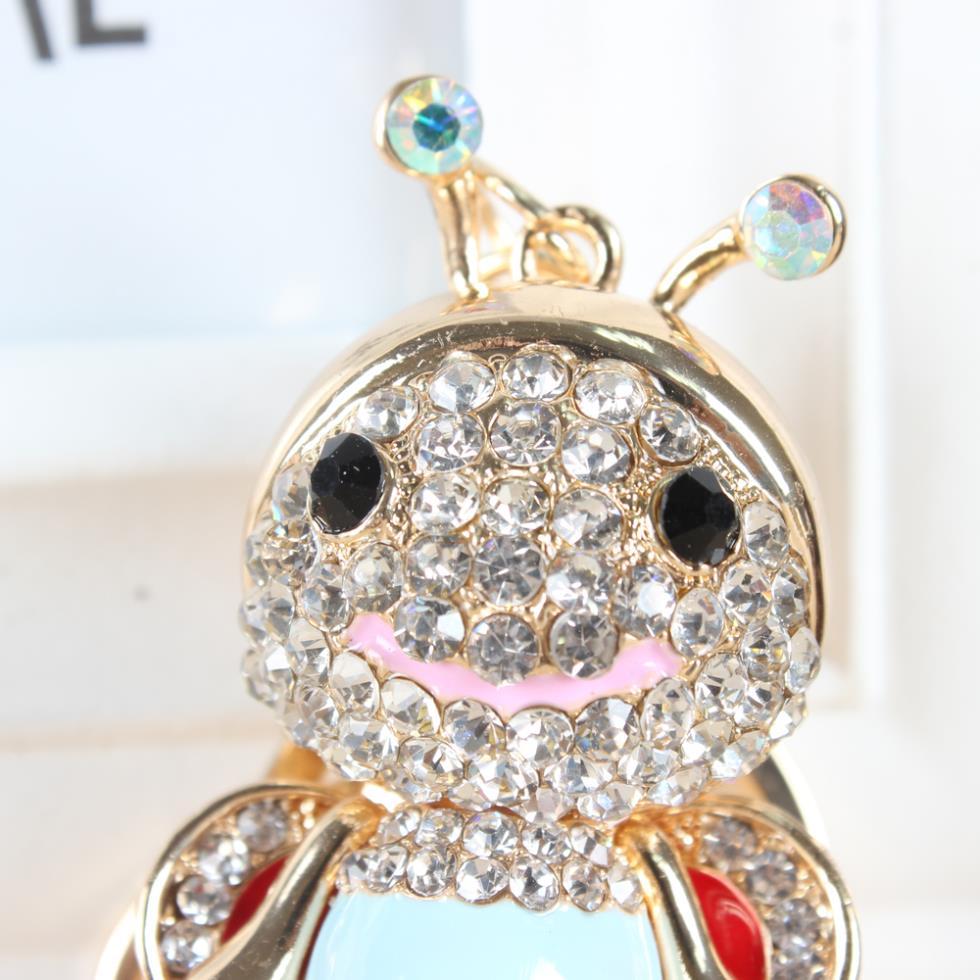 Cute Winged Honeybee Rhinestone Crystal Key Ring for Purse Bag and Car - SolaceConnect.com