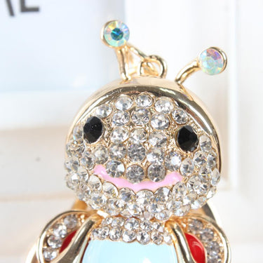 Cute Winged Honeybee Rhinestone Crystal Key Ring for Purse Bag and Car - SolaceConnect.com