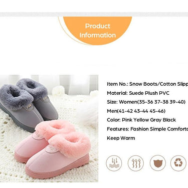 Winter Cotton Slippers Fur Suede Home Warm Plush Indoor Floor Shoes For Women Slippers Cute Fluffy - SolaceConnect.com