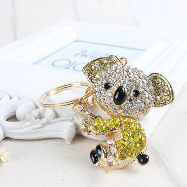 Cute Yellow Koala Bear Crystal Keyring for Purse Bag and Women's Apparel - SolaceConnect.com