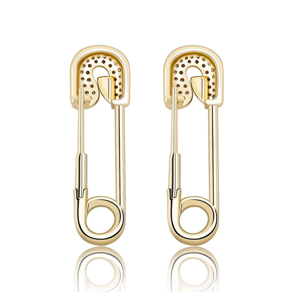 Dainty Safety Pin Cubic Zirconia Dangle Drop Earrings for Women  -  GeraldBlack.com