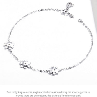 Daisy Flower Link Bracelet for Women Genuine 925 Sterling Silver Fresh Lovely Gifts Anti allergy Gift Fine Jewelry SCB165  -  GeraldBlack.com