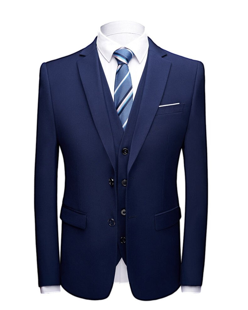 Dark Blue Wedding Formal Business Slim Suit Jacket Pants for Men  -  GeraldBlack.com