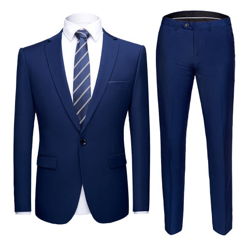 Dark Blue Wedding Formal Business Slim Suit Pants Jacket for Men  -  GeraldBlack.com