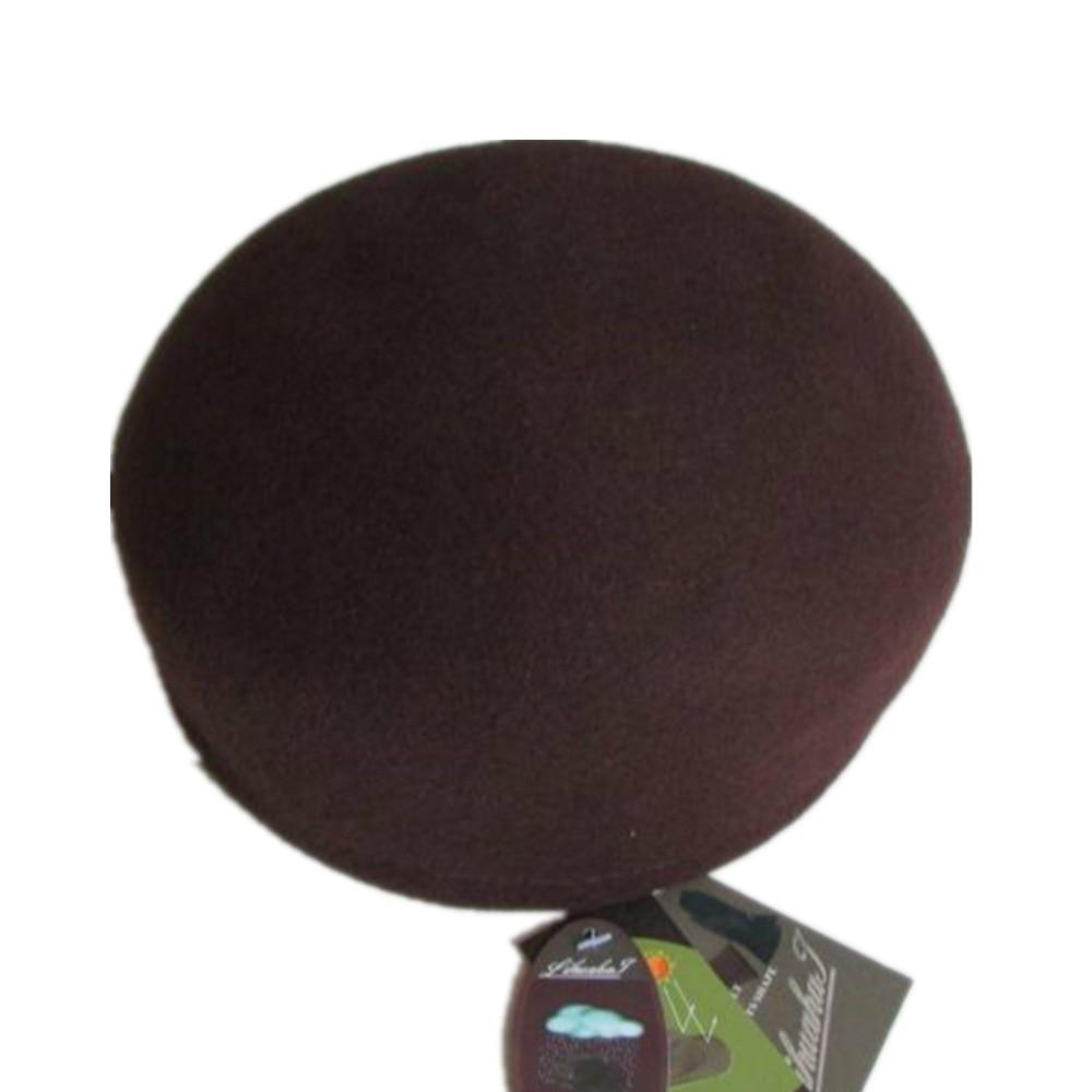 Dark Brown Wool Felt Gatsby Cabbien Ascot Ivy Solid Flap Cap for Men  -  GeraldBlack.com
