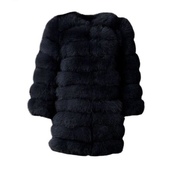 Dark Grey Winter Women's Solid Thick Fur Long Detachable Coats & Jackets  -  GeraldBlack.com
