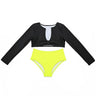 Deep V Long Sleeve Crop Top High Waist Brazilian Bikini Beachwear  -  GeraldBlack.com