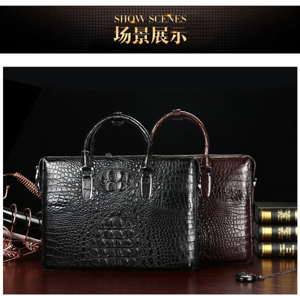 Design Business Crocodile Skin Men Briefcase Fashion Large Capacity Shoulder Bag Multifunction Messenger Bag 45  -  GeraldBlack.com