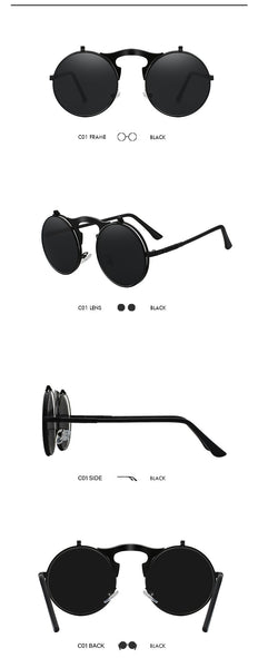 Designer Fashion Flip Up Steampunk Round Vintage Sunglasses for Men  -  GeraldBlack.com