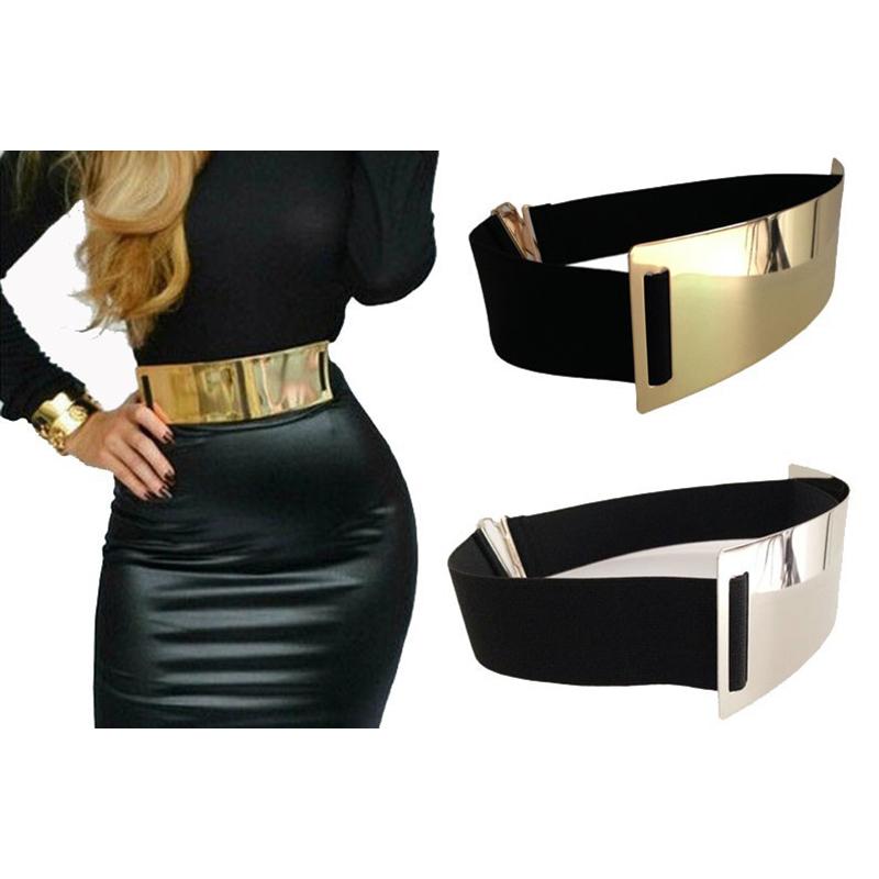 Designer Gold Silver Classy Elastic Ceinture Women's Belts in 5 Colors  -  GeraldBlack.com