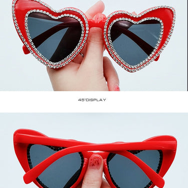 Designer Heart Bling Sun Glasses Women Crystal Heart Diamond Luxury Sunglasses  -  GeraldBlack.com