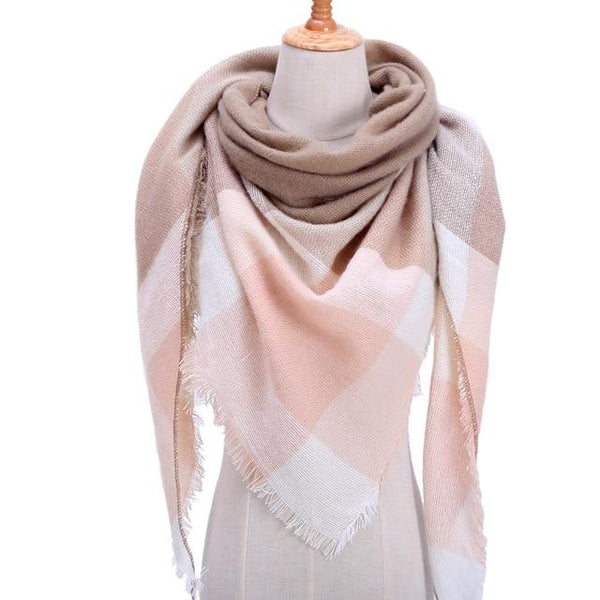 Designer Knitted Spring Winter Plaid Cashmere Scarf Shawl for Women - SolaceConnect.com