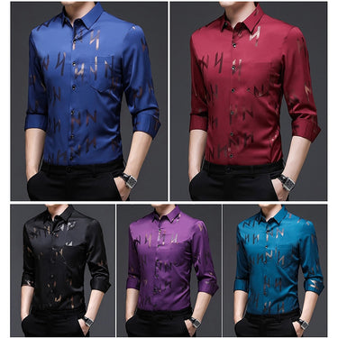 Designer letter mens shirts for men clothing pocket fashion spring long sleeve shirt luxury dress  -  GeraldBlack.com