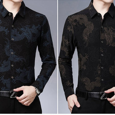 Designer loong mens shirts for men clothing korean fashion long sleeve shirt luxury dress casual clothes jersey  -  GeraldBlack.com