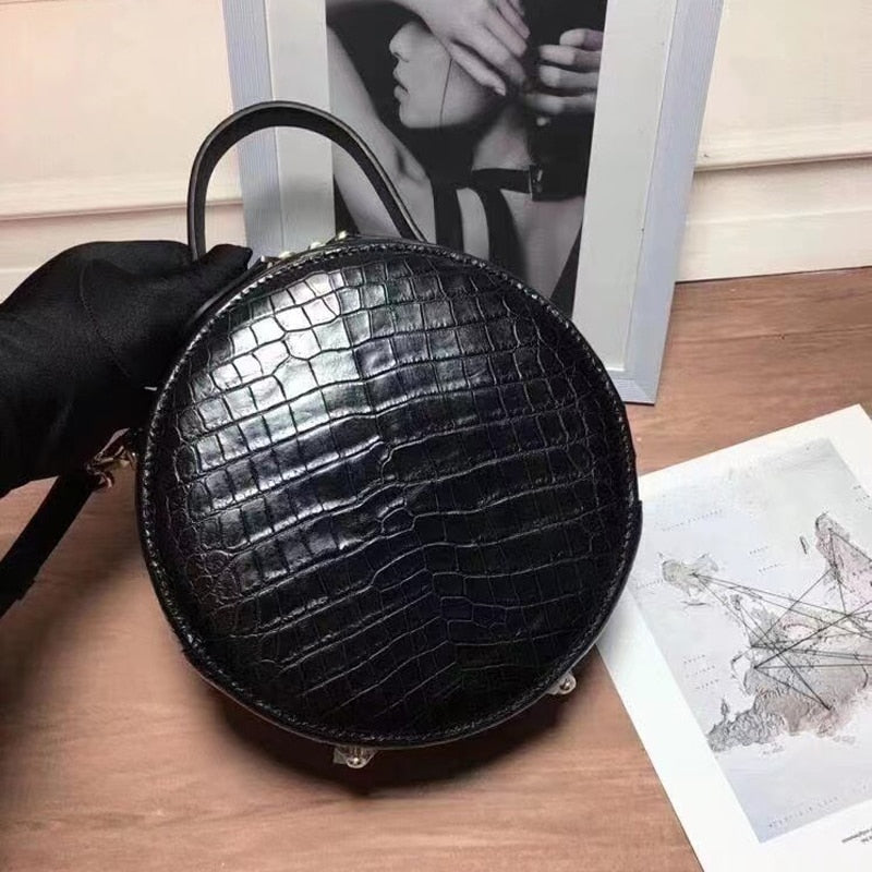 Designer Luxury Fashion Small Round Real Leather Shoulder Messenger Handbag For Women 45  -  GeraldBlack.com