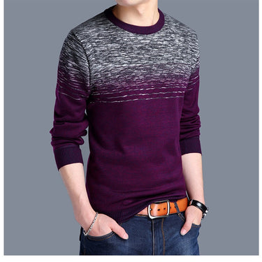 Designer Pullover Striped Men Thick Winter Warm Jersey Knitted Sweaters Wear Slim Fit Knitwear  -  GeraldBlack.com
