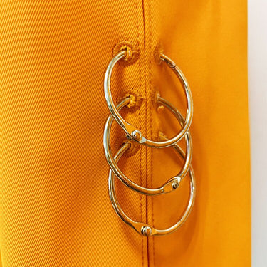 Designer Runway Suit Set Women's Single Button Metal Rings Blazer Wide Leg Pants Set  -  GeraldBlack.com
