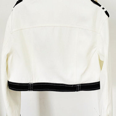 Designer Runway Women's Color Block Denim Short Jacket Long Skirt Set  -  GeraldBlack.com