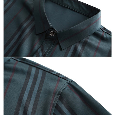Designer striped mens shirts for men clothing korean fashion autumn long sleeve shirt luxury dress casual clothes jersey  -  GeraldBlack.com