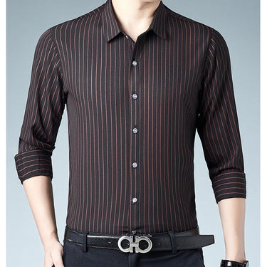 Designer striped mens shirts for men clothing korean fashion long sleeve shirt luxury dress casual clothes jersey 811  -  GeraldBlack.com