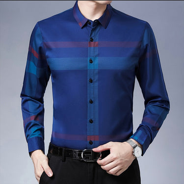 Designer striped mens shirts for men clothing korean fashion long sleeve shirt luxury dress casual clothes jersey 91  -  GeraldBlack.com