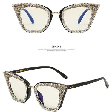 Diamond Blingbling Cat Eye Sunglasses Women Shiny Rhinestone Sun Glasses Shades Lunette Luxe Femme  -  GeraldBlack.com