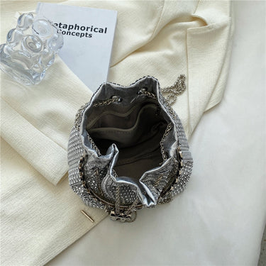 Diamond Bucket Chain Small Shoulder Crossbody Handbags For Women Designer Ring Handle Evening Party Tote Handbags  -  GeraldBlack.com
