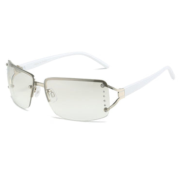 Diamond Decor Sunglasses For Women Rimless Future Punk Sun Glasses UV400 Shades Eyewear  -  GeraldBlack.com