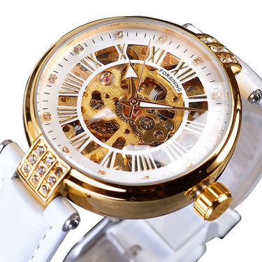 Diamond Embellished Automatic Self-Wind Skeleton Watch for Women  -  GeraldBlack.com