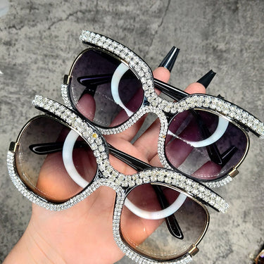 Diamond Oversized Round Sunglasses Luxury Crystal Blingbling Stylish Sunglasses  -  GeraldBlack.com