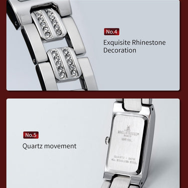 Diamond Women Watch Luxury Quartz Watches Waterproof Stainless Steel Rectangle Wristwatch Rhinestones Bracelet  -  GeraldBlack.com