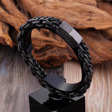 Double Chain Link Stainless Steel Men's Bracelets Vintage angles Jewelry With Magnet Clasp 10 Inches Engraveable  -  GeraldBlack.com