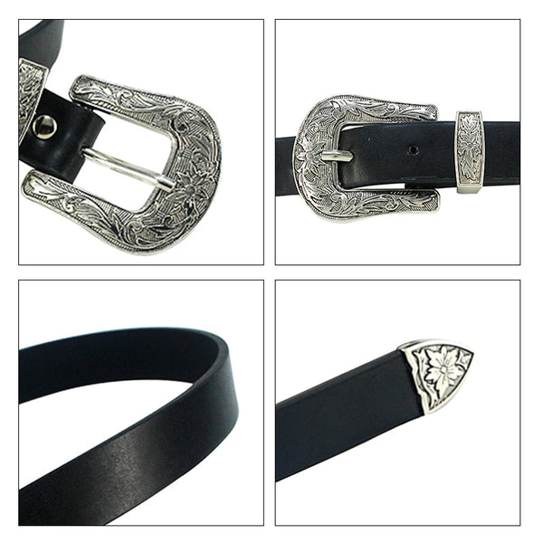 Double Keeper Wide Belts for Women Belt Designer Luxury Vintage Jeans Belt Metal Pin Buckle  -  GeraldBlack.com