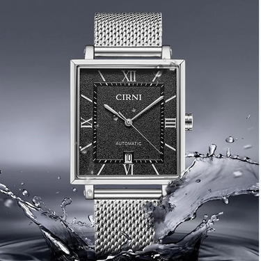 Dress Watch Automatic Men Mechanical Wristwatches Luxury Rectangle Stainless Steel Sapphire Crystal  -  GeraldBlack.com