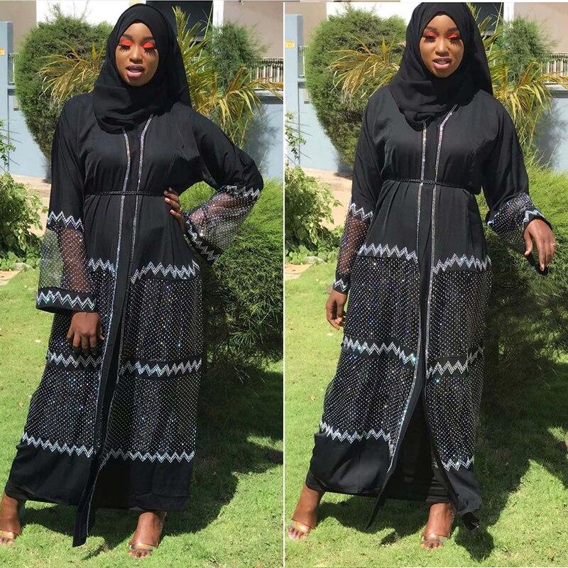 Dubai Fashion Turkey Net Islamic Muslim Women's Cardigan Abaya with Scarf  -  GeraldBlack.com